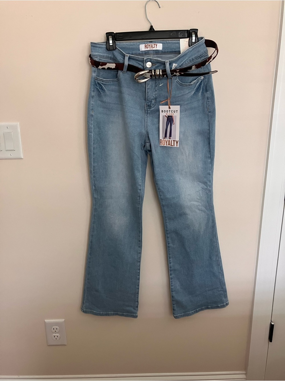 Royalty For Me Women’s Light Blue Boot Cut Jeans with Belt